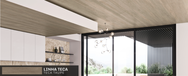 Teto Vinílico Wood Teca Taupe